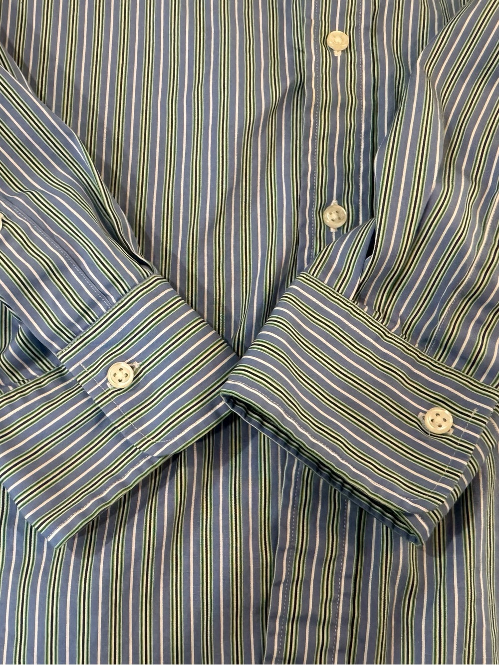 Polo Ralph Lauren‎ Striped Blue Green Yellow Long-Sleeve Dress Shirt  17 34/35 - Picture 3 of 4